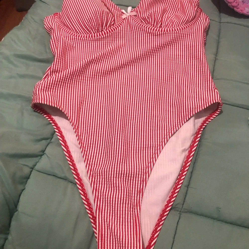 No Boundaries Red and White Striped One-Piece